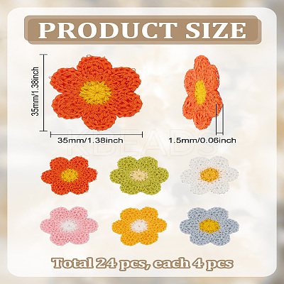 24Pcs 6 Colors 6-Petal Flower Shape Two Tone Crochet Appliques DIY-LP0003-61-1