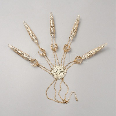 Alloy Flower Bracelet with Finger Nails Tip Claw BJEW-WH0020-66KCG-1