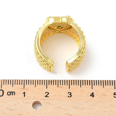 Brass Micro Pave Cubic Zirconia Adjustable Cuff Rings RJEW-V009-06G-1