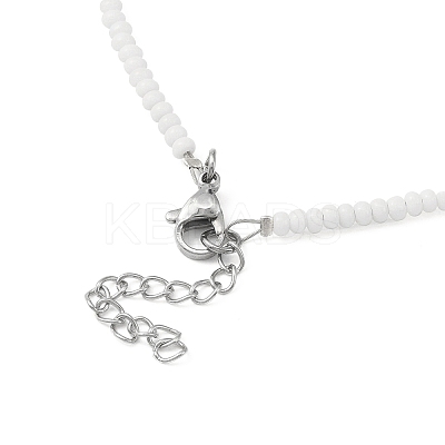 ABS Plastic Imitation Pearl Beaded Stretch Bracelet & Beaded Necklace SJEW-JS01278-1