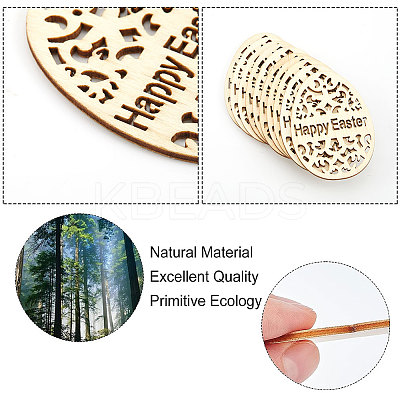 50Pcs 5 Style Easter Unfinished Wood Pendant Ornaments WOOD-GF0002-01-1