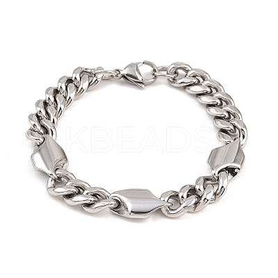 304 Stainless Steel Cuban Link Chain Bracelets BJEW-G766-02P-1
