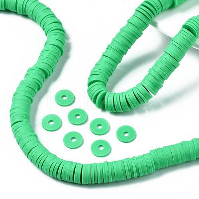 Flat Round Handmade Polymer Clay Beads CLAY-R067-10mm-06-1