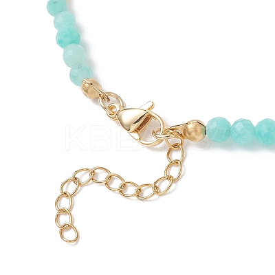 3Pcs 3 Styles Ocean Brass Turtle Pendant Faceted Round  Natural Aquamarine & Amazonite & Dyed Agate Beaded Necklaces NJEW-JN05736-1