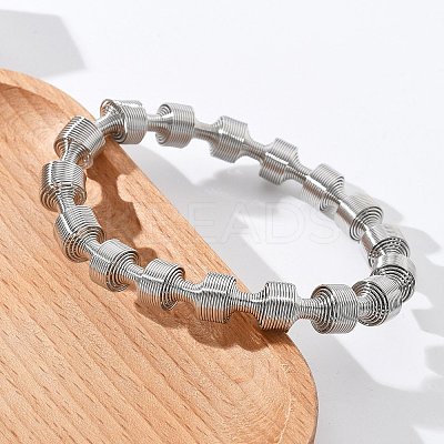 304 Stainless Steel Stretch Bangles for Women BJEW-P315-02H-P-1
