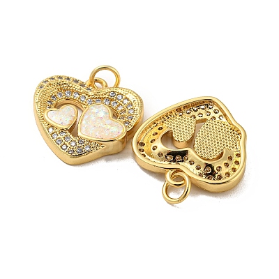 Valentine's Day Brass Micro Pave Cubic Zirconia with Synthetic Opal Pendants KK-D096-02D-G-1