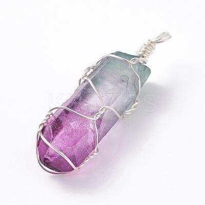 Natural Dyed Quartz Pointed Pendants PALLOY-JF01110-1