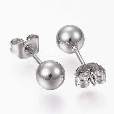 Tarnish Resistant 201 Stainless Steel Ball Stud Earrings STAS-P179-02P-6mm-1