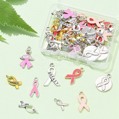 Awareness Ribbon Theme 50Pcs 9 Style Alloy Enamel Pendants & Awareness Ribbon Theme ENAM-YW0003-58-1
