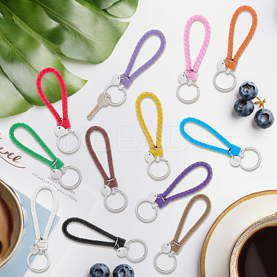 12Pcs 12 Colors PU Leather Knitting Keychains KEYC-CL0001-21-1