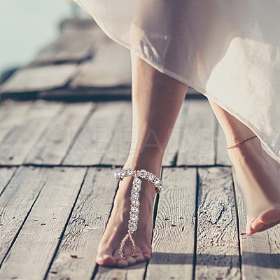 6Pcs 3 Style Clear Resin & ABS Plastic Flower & Starfish Toe Ring Anklets Set AJEW-AN0001-02-1