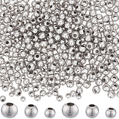 1200Pcs 3 Style 304 Stainless Steel Beads STAS-BBC0003-60P-1