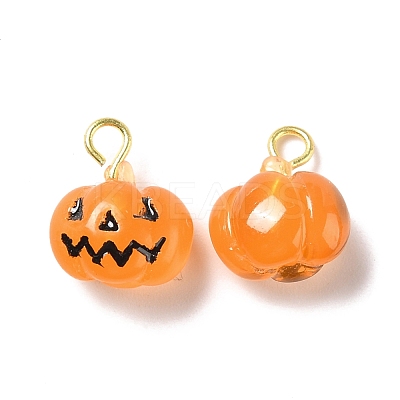 Halloween Pumpkin Opaque Resin Charms RESI-B010-02-1