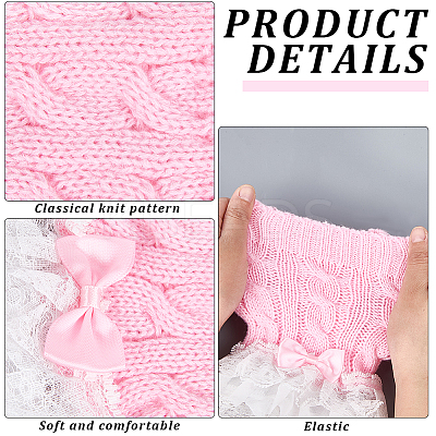 Bowknot Cotton Womens Knitting Floral Lace Wrist Cuffs For Wedding Party AJEW-WH20060-34A-1