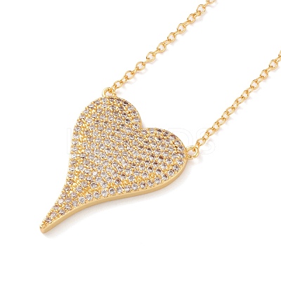 Brass Micro Pave Cubic Zirconia Heart Pendant Necklaces NJEW-Z003-01D-1