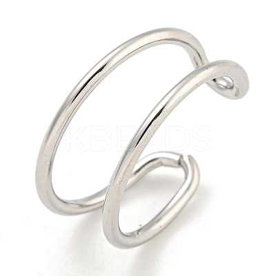 Non-Tarnish 304 Stainless Steel Hollow Open Cuff Ring for Women RJEW-A043-12P-1