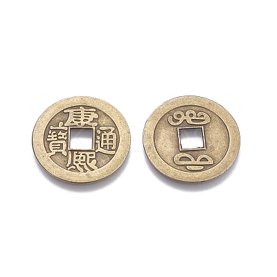 Tibetan Style Alloy Chinese Coin Pendants LS-PALLOY-WH0060-01B-NF-1