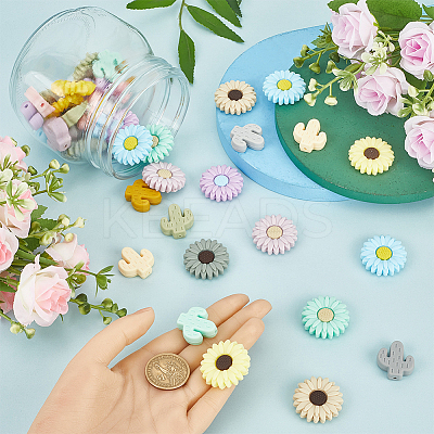 40Pcs 20 Styles Food Grade Eco-Friendly Focal Silicone Beads SIL-SC0002-15-1