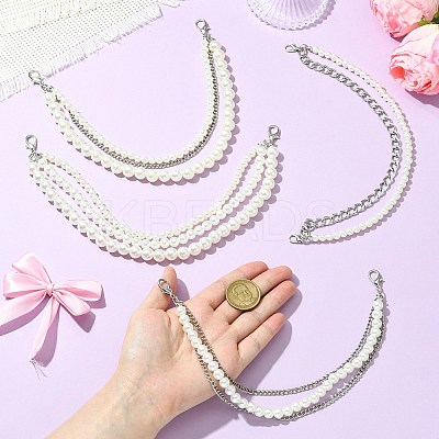 4Pcs 4 Styles Zinc Alloy and ABS Pearl Chains FIND-CJ0004-48-1