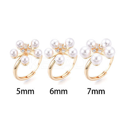 Flower Brass Micro Pave Clear Cubic Zirconia Adjustable Ring Settings KK-T076-73G-1