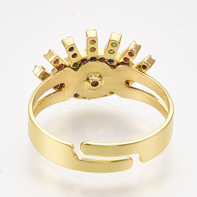 Adjustable Brass Micro Pave Cubic Zirconia Finger Rings RJEW-S044-026-1