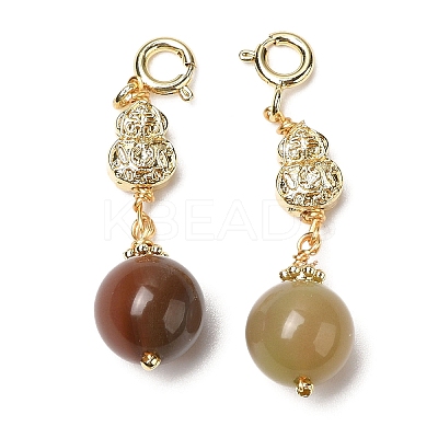 Natural Agate Round Pendant Decorations KK-H445-16G-1