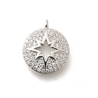Brass Micro Pave Clear Cubic Zirconia Pendants KK-L225-020P-1
