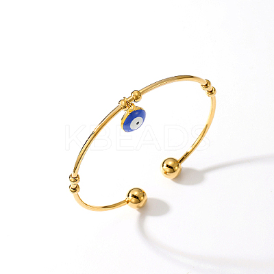 Real 18K Gold Plated 201 Stainless Steel Cuff Bangles LS-BM4462-2-1