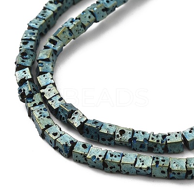 Electroplated Natural Lava Rock Beads Strands G-Q1009-B01-02F-1