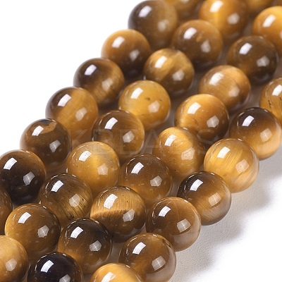 Natural Tiger Eye Round Bead Strands G-L411-07-6mm-1