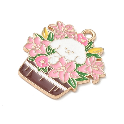Small Potted Plant with Dog Alloy Enamel Pendants ENAM-I083-01KCG-02-1
