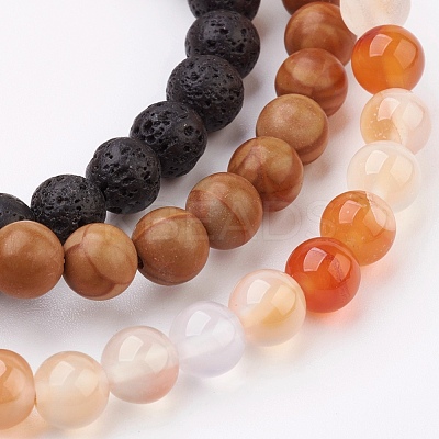 Natural Mixed Stone Stretch Bracelets BJEW-JB03600-1