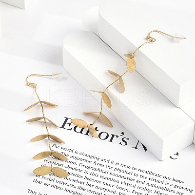 304 Stainless Steel Leaf Stud Earrings for Women EJEW-R008-02G-1