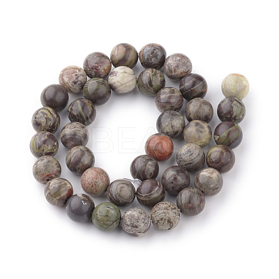 Natural Flower Agate Beads Strands G-Q462-6mm-34-1
