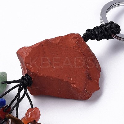 Natural Red Jasper Nugget with Mixed Gemstone Chips Tassel Keychains KEYC-P012-02P-07-1