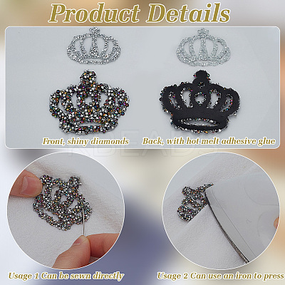 16Pcs 2 Styles Crown Glass/Resin Hotfix Rhinestone PATC-FG0002-38-1