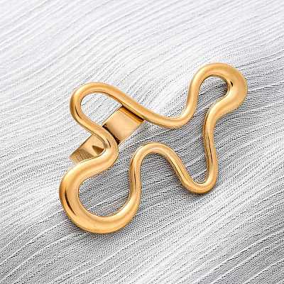 304 Stainless Steel Adjustable Open Cuff Rings for Women RJEW-A064-01G-1