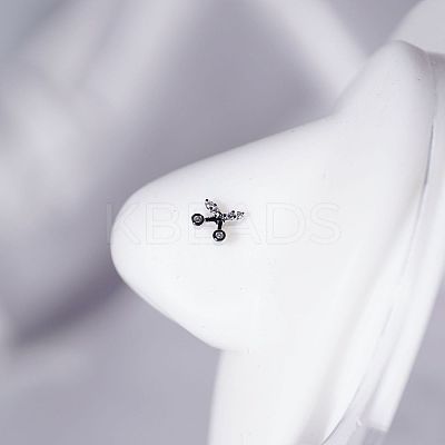 201 Stainless Steel Micro Pave Clear Cubic Zirconia Nose Studs FS-WGACC22-01-1