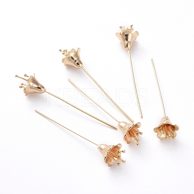 Brass Flower Shape Head Pins KK-E783-10G-1