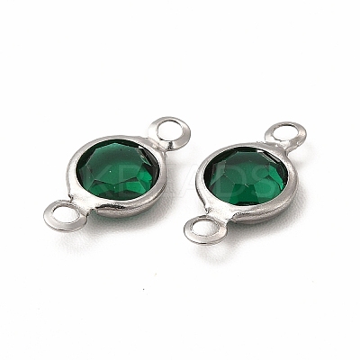 304 Stainless Steel with Glass Connector Charms STAS-G305-08P-1