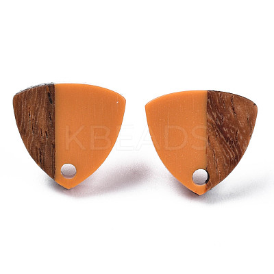 Resin & Walnut Wood Stud Earring Findings MAK-N032-023A-1