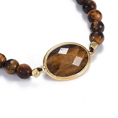 Natural Tiger Eye Braided Bead Bracelets BJEW-JB04210-03-1