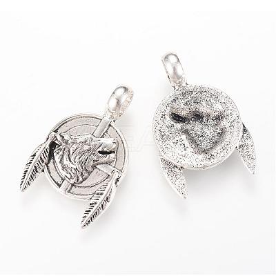 Tibetan Style Alloy Pendants TIBEP-Q064-15AS-RS-1