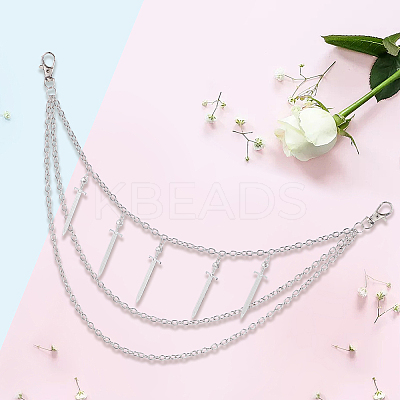 Alloy Multilayer Chain Belts for Pants AJEW-WH20018-133-1