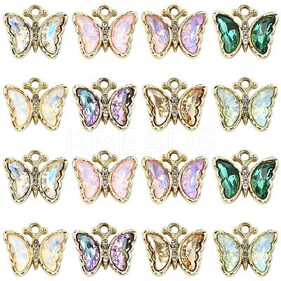 32Pcs 8 Colors Alloy Rhinestone Pendants FIND-CJ0005-13-1