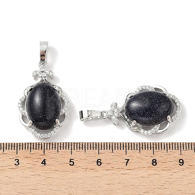 Synthetic Blue Goldstone Oval Pendants G-NH0025-15P-04-1