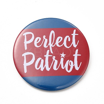 Independence Day Flat Round Tinplate Badge Pins LS-JEWB-G021-01H-1