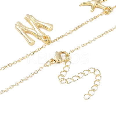 Bohemian Summer Beach Style 18K Gold Plated Shell Shape Initial Pendant Necklaces IL8059-23-1