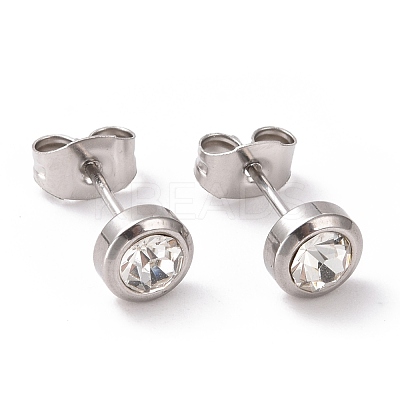 Rhinestone Column Stud Earrings EJEW-H357-04P-01-1