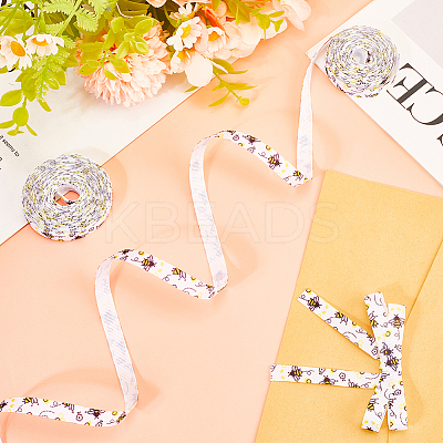 Polyester Bees Printed Grosgrain Ribbons SRIB-WH20020-018B-1